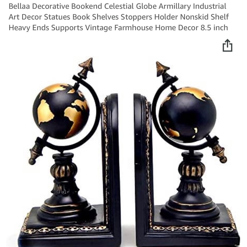 Bellaa Decorative Bookends Celestial Globe 🌍 NWOT